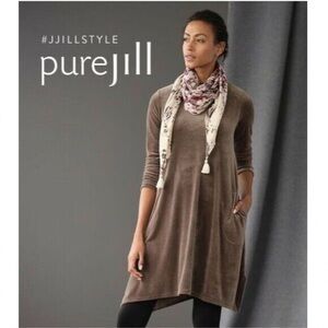 JJill NWT Women's Mocha Velour Velvet Tunic Dress w/ Pockets